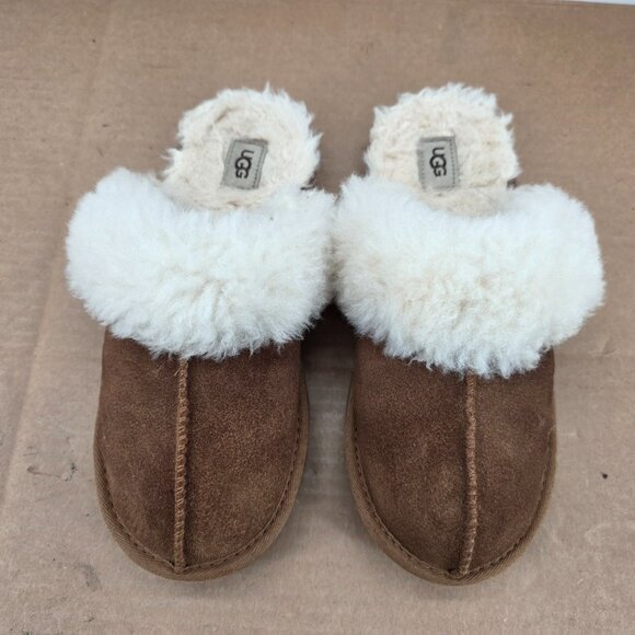 UGG Scuffette II Women's 6 Chestnut Brown Suede Sheepskin Slippers Mules Comfort - Picture 15 of 16